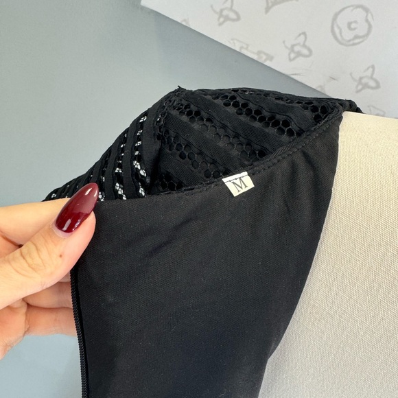 Black Ribbed Fit & Flare Midi Dress The Monroe Factory - M e100-27 - Picture 5 of 6